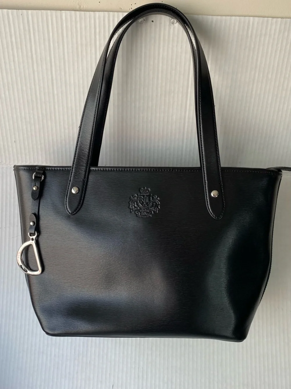 Lauren Ralph Lauren Sloan Street Black Saffiano Leather Shopper Tote Bag - Picture 2 of 15